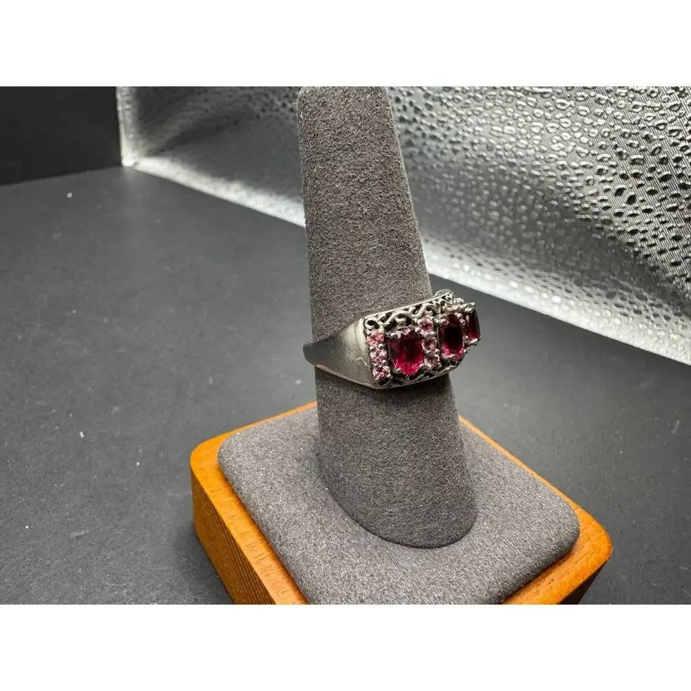 Chuck Clemency STS Sterling Silver 925 Rhodolite Garnet Cocktail Ring Sz 9